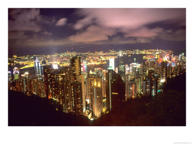 Hong Kong Skyline From Victoria Mountain, China by Bill Bachmann Pricing Limited Edition Print image