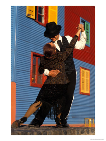 Tango Dancers On Calle Caminito, La Boca District, Buenos Aires, Argentina by Sergio Pitamitz Pricing Limited Edition Print image