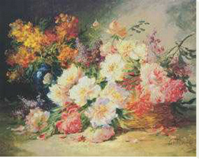 Peonies, Delphiniums And Other Flowers by Alfred Godchaux Pricing Limited Edition Print image