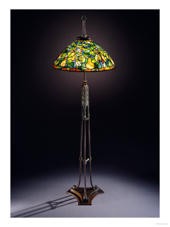 A Rare And Important 'Gourd' Leaded Glass And Bronze Floor Lamp, With Adjustable 'Spanish' Base by Maurice Bouval Pricing Limited Edition Print image