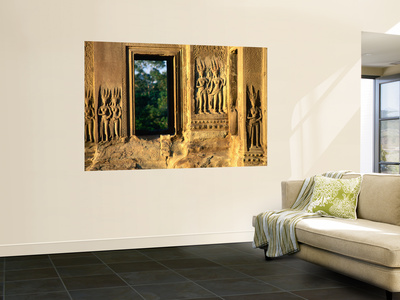Apsara Carvings ('Heavenly Nymphs') Around A Doorway At Angkor Wat by Bernard Napthine Pricing Limited Edition Print image