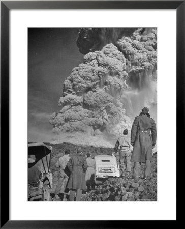 Servicemen Viewing Eruption Of Volcano Mount Vesuvius by George Rodger Pricing Limited Edition Print image