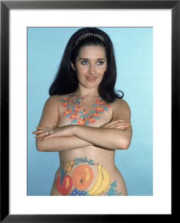 Naked Woman Models Body Paint, Consisting Of Lei Around Her Neck And Pieces Of Fruit On Abdomen by Ralph Crane Pricing Limited Edition Print image