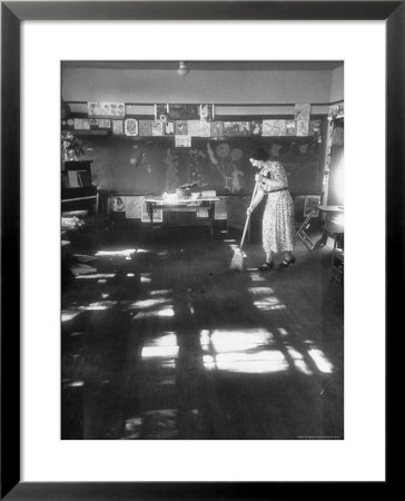 Teacher Stays Behind To Give School Final Sweeping On The Last Day After Everyone Has Gone Home by Thomas D. Mcavoy Pricing Limited Edition Print image
