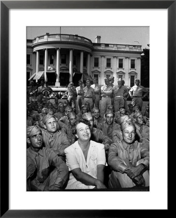 First Lady Eleanor Roosevelt With A Large Group Of Us Soldiers by Thomas D. Mcavoy Pricing Limited Edition Print image