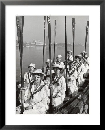 Oakland Women's Rowing Club Comprised Of 10 Grandmothers At Lake Merritt Boathouse For Practice by Charles E. Steinheimer Pricing Limited Edition Print image