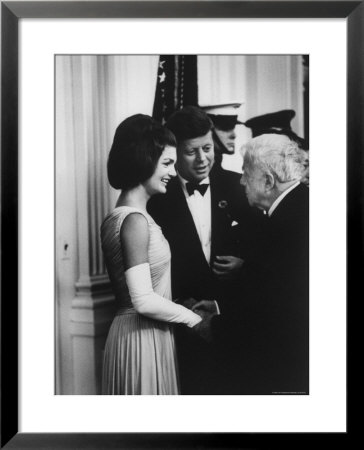 President John F. Kennedy And Wife Jackie With Poet Robert Frost At The White House by Art Rickerby Pricing Limited Edition Print image