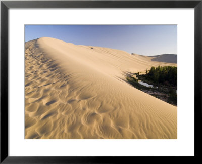 Sand Dunes And Oasis, Desert, Dunhuang, Gansu, China by Porteous Rod Pricing Limited Edition Print image