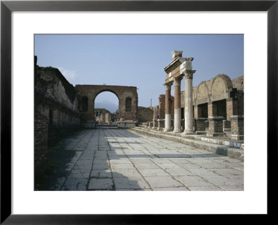 Corner Of Forum And Arch Of Tiberius, Pompeii, Unesco World Heritage Site, Campania, Italy by Walter Rawlings Pricing Limited Edition Print image