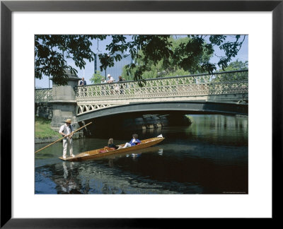 Punt On River Avon Going Under Bridge, Christchurch, Canterbury, South Island, New Zealand by Julian Pottage Pricing Limited Edition Print image