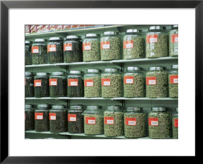 Dried Scallops In Jars, Dried Seafood Shop, Des Voeux Road West, Hong Kong Island, Hong Kong, China by Amanda Hall Pricing Limited Edition Print image
