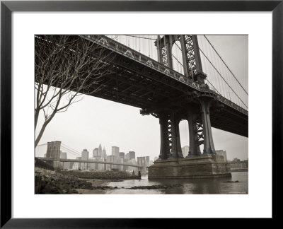 Manhattan Bridge And Brooklyn Bridge, New York City, Usa by Alan Copson Pricing Limited Edition Print image