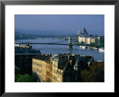 Taban, River Danube And Chain Bridge Seen From Gellert Hill, Budapest, Hungary by Jonathan Smith Pricing Limited Edition Print image