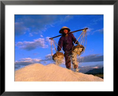 Female Labourer Carrying Sea Salt In Salt Fields Of Doc Let Beach, Khanh Hoa, Vietnam by John Banagan Pricing Limited Edition Print image