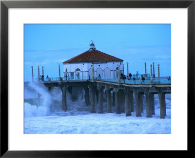 Waves Breaking Into The Pier At Manhattan Beach by Christina Lease Pricing Limited Edition Print image