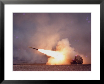 Us Army 1St Cavalry Firing Missile At Iraqi Position In Kuwait, Gulf War by Steve Elfers Pricing Limited Edition Print image