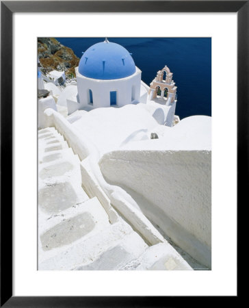 Blue Domed Church, Oia, Santorini, Cyclades Islands, Greece, Europe by Lee Frost Pricing Limited Edition Print image