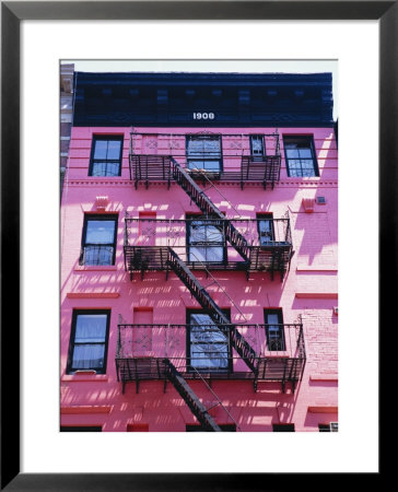 Pink Facade And Stairs In Soho, New York, New York State, Usa by I Vanderharst Pricing Limited Edition Print image