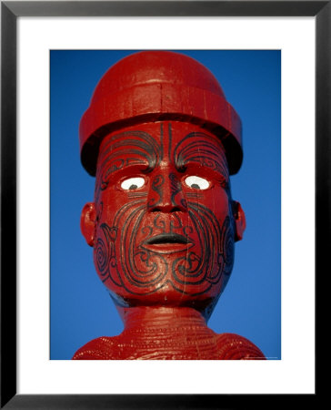 Traditional Maori 'Poupou' Figure, Whakarewarewa Village, Rotorua, New Zealand by Robert Francis Pricing Limited Edition Print image