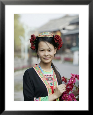 Young Woman Of Yao Minority Mountain Tribe In Traditional Costume, Guangxi Province, China by Angelo Cavalli Pricing Limited Edition Print image