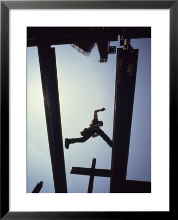 Construction Worker Jumps From Girder To Girder, Pittsburgh, Pennsylvania by Lynn Johnson Pricing Limited Edition Print image