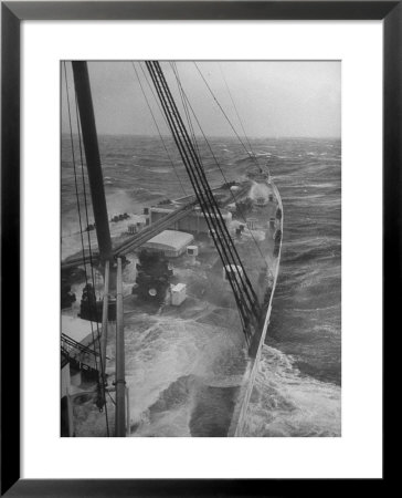 Wave Breaking Over Deck Of Liner Queen Elizabeth During Severe Storm On North Atlantic Crossing by Alfred Eisenstaedt Pricing Limited Edition Print image