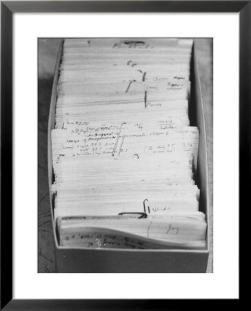 Author Vladimir Nabokovs Researched Materials On File Cards For His Book Lolita by Carl Mydans Pricing Limited Edition Print image