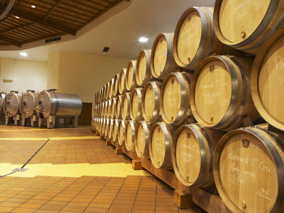 Oak Barrels In Rows And Roto-Fermenters, Maison Louis Jadot, Beaune Cote by Per Karlsson Pricing Limited Edition Print image