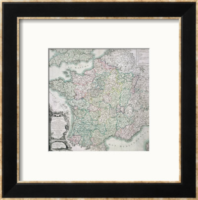 Map Of France As Divided Into 58 Provinces, 1765 by Louis-Charles Desnos Pricing Limited Edition Print image