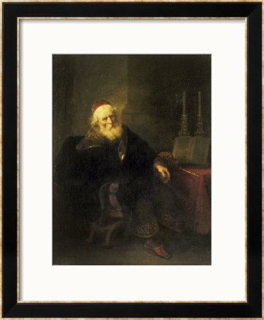 Old Rabbi Seated By An Altar by Salomon Koninck Pricing Limited Edition Print image