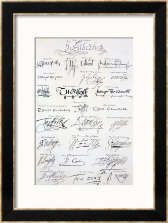 Reproduction Of Signatures Of The Tudors And Their Court by Sarah Countess Of Essex Pricing Limited Edition Print image