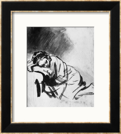 Sleeping Girl, Drawing, British Museum, London by Rembrandt Van Rijn Pricing Limited Edition Print image