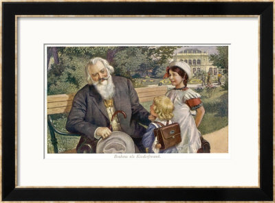 Johannes Brahms German Musician With Child Friends by H. Schubert Pricing Limited Edition Print image