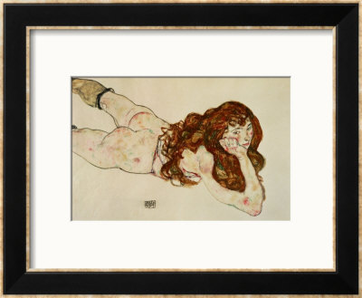 Female Nude On Her Stomach, 1917 by Egon Schiele Pricing Limited Edition Print image