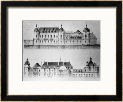 The Reconstruction Of Chateau De Chantilly, North Facade And Facade Of The Petit Chateau by Pierre Jerome Honore Daumet Pricing Limited Edition Print image