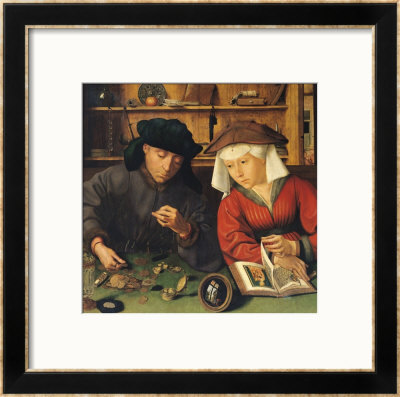 The Money Lender And His Wife, 1514 by Quentin Metsys Pricing Limited Edition Print image