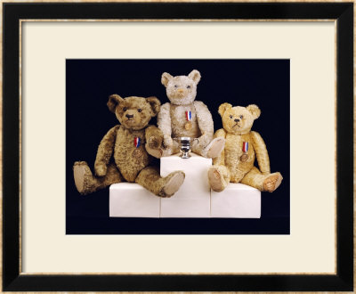 Three Farnell Teddy Bears On A Medal Winners Plinth by Farnell Pricing Limited Edition Print image