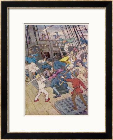 Fight Breaks Out On Board The Pirate Ship by Alice B. Woodward Pricing Limited Edition Print image