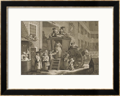 Passengers And Their Luggage Are Packed Into A Stage Coach In A Country Inn Yard by William Hogarth Pricing Limited Edition Print image