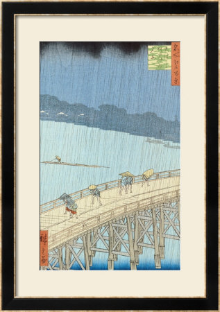 Sudden Shower On Ohashi Bridge At Ataka, From The Series 100 Views Of Edo, 1857 by Ando Hiroshige Pricing Limited Edition Print image