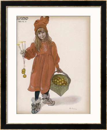 Brita With Candles And Apples by Carl Larsson Pricing Limited Edition Print image