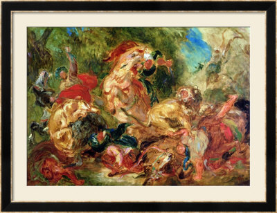 Study For The Lion Hunt, 1854 by Eugene Delacroix Pricing Limited Edition Print image