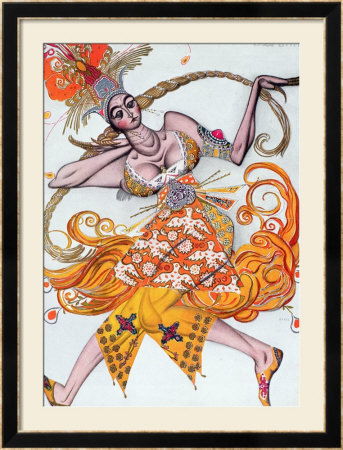 Costume Design For A Pas De Deux Danced At The Opening Gala Of The Diaghilev Ballet In 1909 by Leon Bakst Pricing Limited Edition Print image