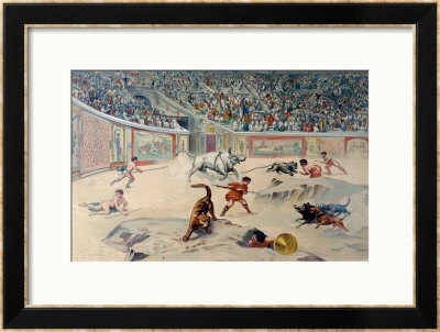 Gladiators Fighting Animals In The Circus At Pompeii by Antonio Niccolini Pricing Limited Edition Print image