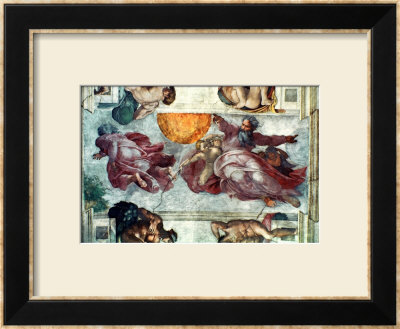Sistine Chapel Ceiling: Creation Of The Sun And Moon, 1508-12 by Michelangelo Buonarroti Pricing Limited Edition Print image