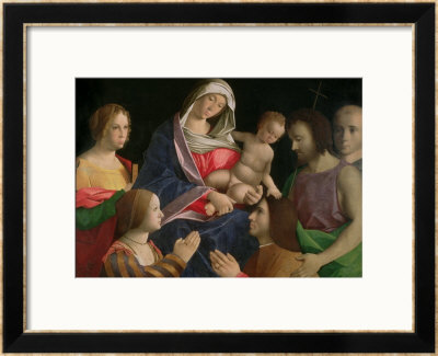 Madonna And Child With St. John The Baptist, Two Saints And Donors by Vincenzo Di Biagio Catena Pricing Limited Edition Print image
