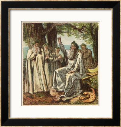 Druid Priests Of Ancient Britain In Contemplative Mood In A Forest by Joseph Kronheim Pricing Limited Edition Print image