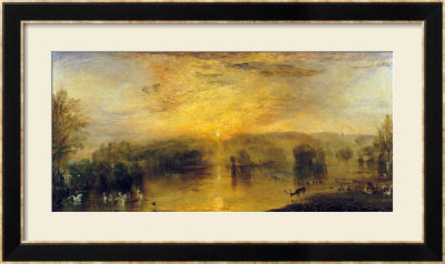 The Lake, Petworth: Sunset, A Stag Drinking, Circa 1829 by William Turner Pricing Limited Edition Print image