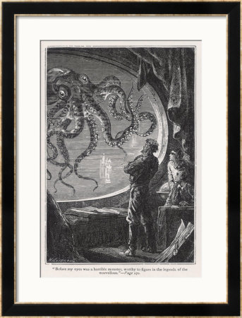 20,000 Leagues Under The Sea: Giant Squid Seen From The Safety Of The Nautilus by Hildebrand Pricing Limited Edition Print image
