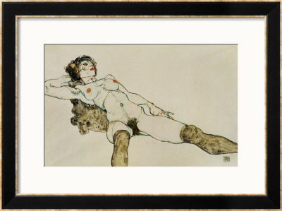 Reclining Female Nude With Legs Spread, 1914 by Egon Schiele Pricing Limited Edition Print image